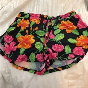 Tropical Floral Cotton Jogger Shorts